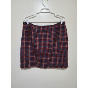 T.R. Bentley Plaid Mini Skirt Womens 10 Red Green Tartan Lined